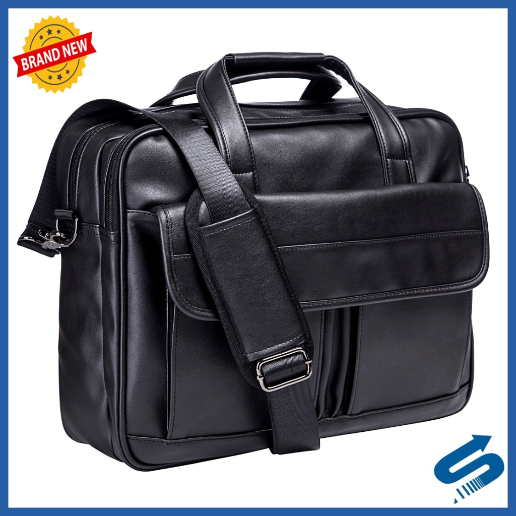 Leather Messenger Bag Business Travel Laptop Briefcase Stylish Large Capacity